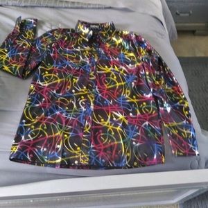 Zeroyaa Mens printed multi colored dress shirt
